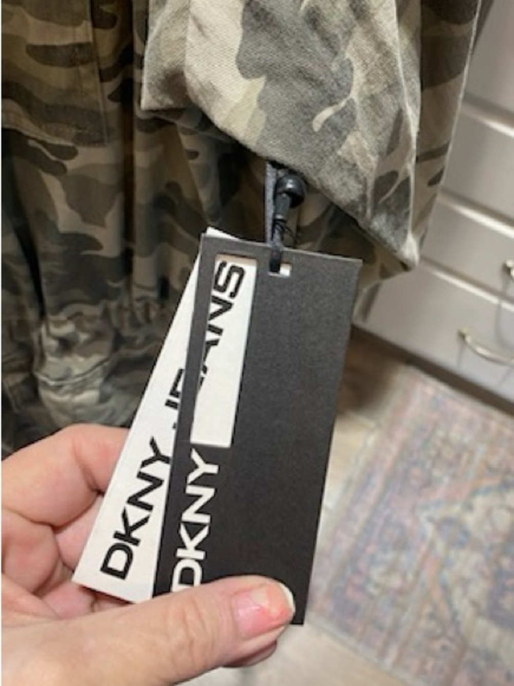 NWT DKNY Jeans Camo Print Drawstring Utility Cargo Jacket Rosemary Plus 1X - Picture 2 of 8